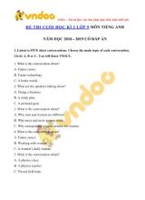 Đề thi cuối học kỳ 2 môn Tiếng Anh Khối 9  (Có đáp án)